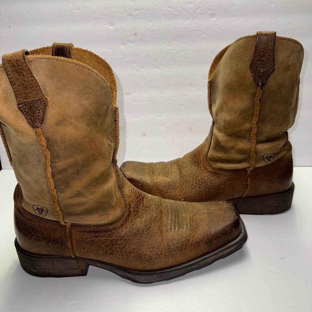 Ariat Rambler Boots Men 12EE Brown Distressed Leather Square Toe 10002317
